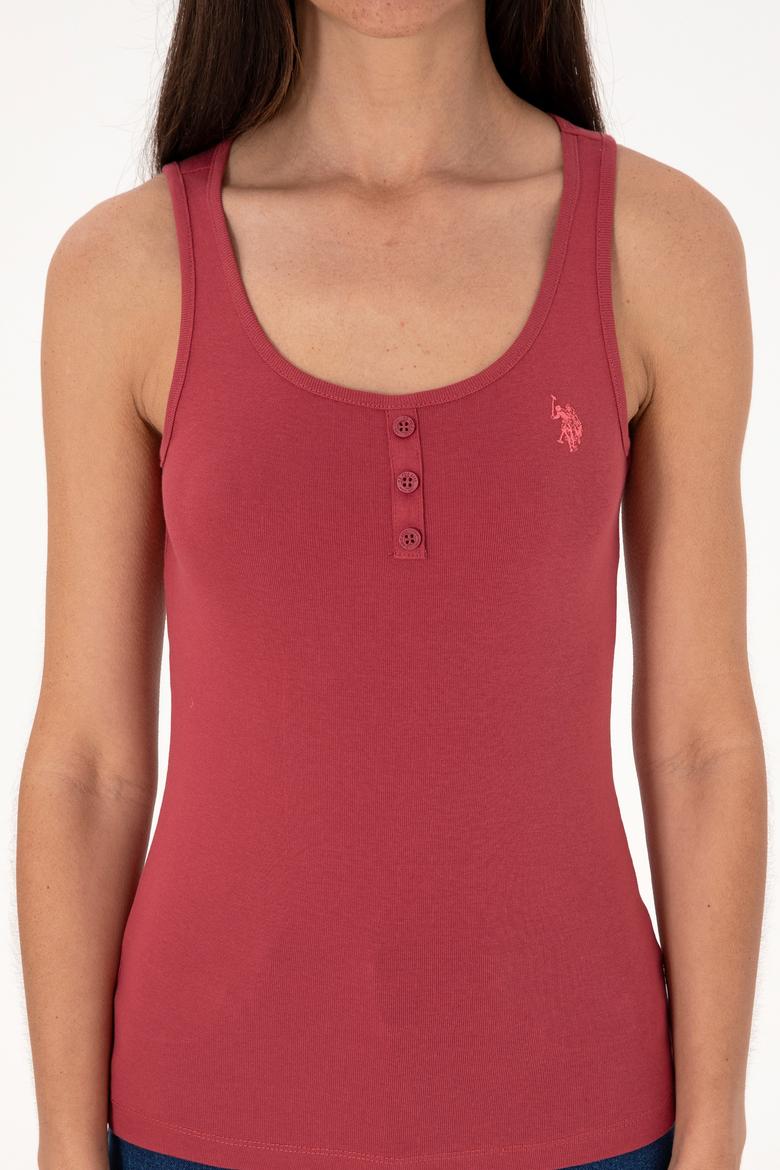 Kadın Vişne Kolsuz Bisiklet Yaka Basic Tişört - 50300895066