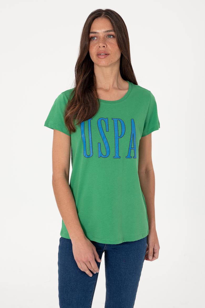 Kadın Açık Yeşil Bisiklet Yaka Tişört - 50305842158