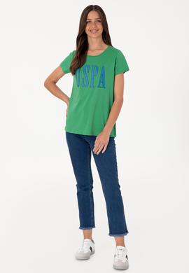 Kadın Açık Yeşil Bisiklet Yaka Tişört - 50305842158