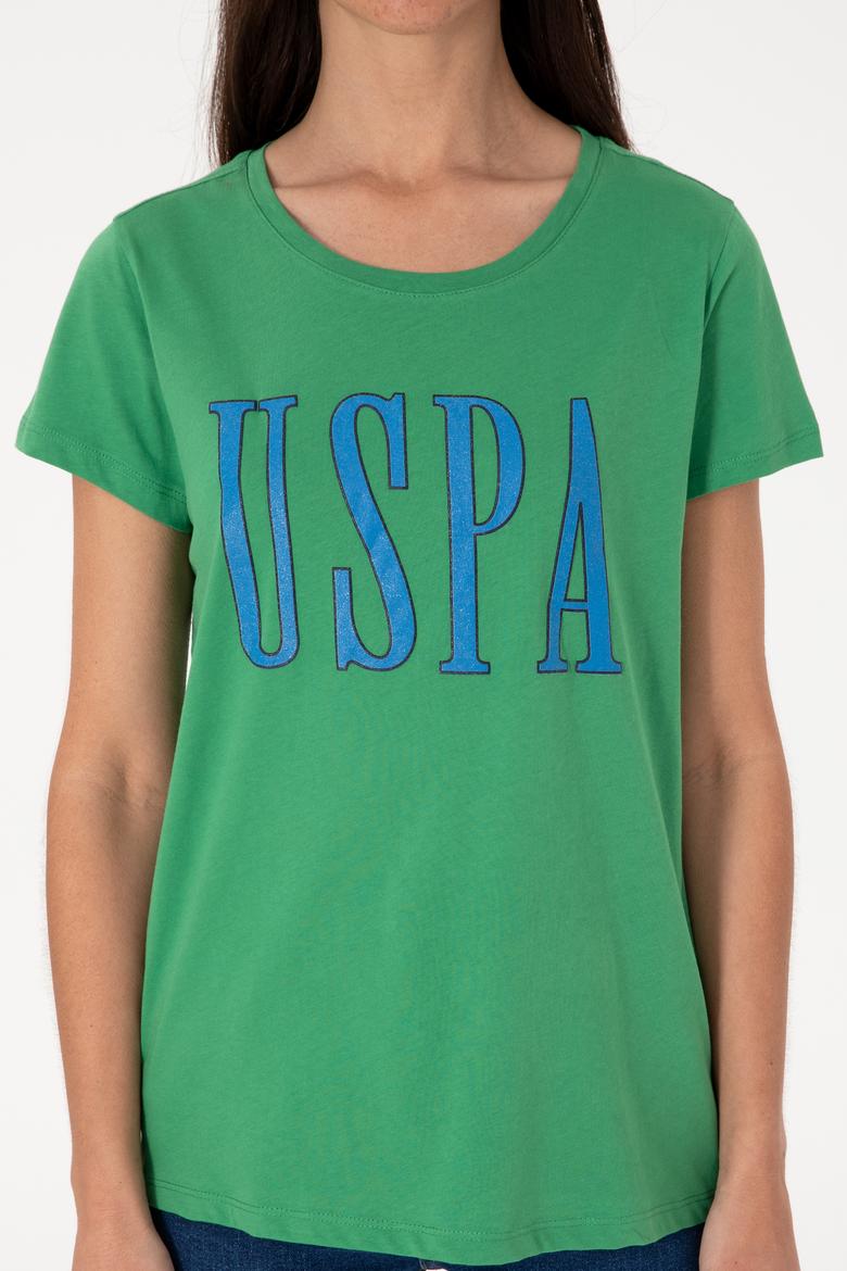 Kadın Açık Yeşil Bisiklet Yaka Tişört - 50305842158