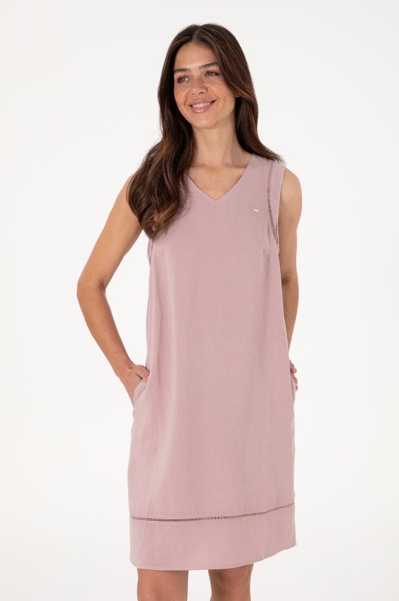 Kadın Lila Keten Karışımlı Mini Boy Dokuma Elbise