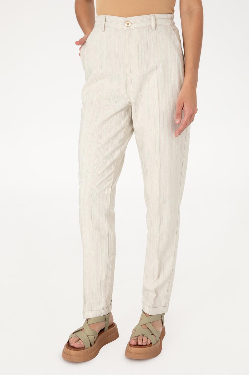 Kadın Su Yeşili Carrot High Waist Kanvas Pantolon