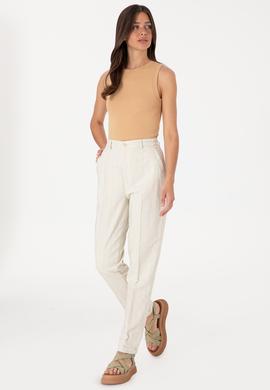 Kadın Su Yeşili Carrot High Waist Kanvas Pantolon - 50300358029