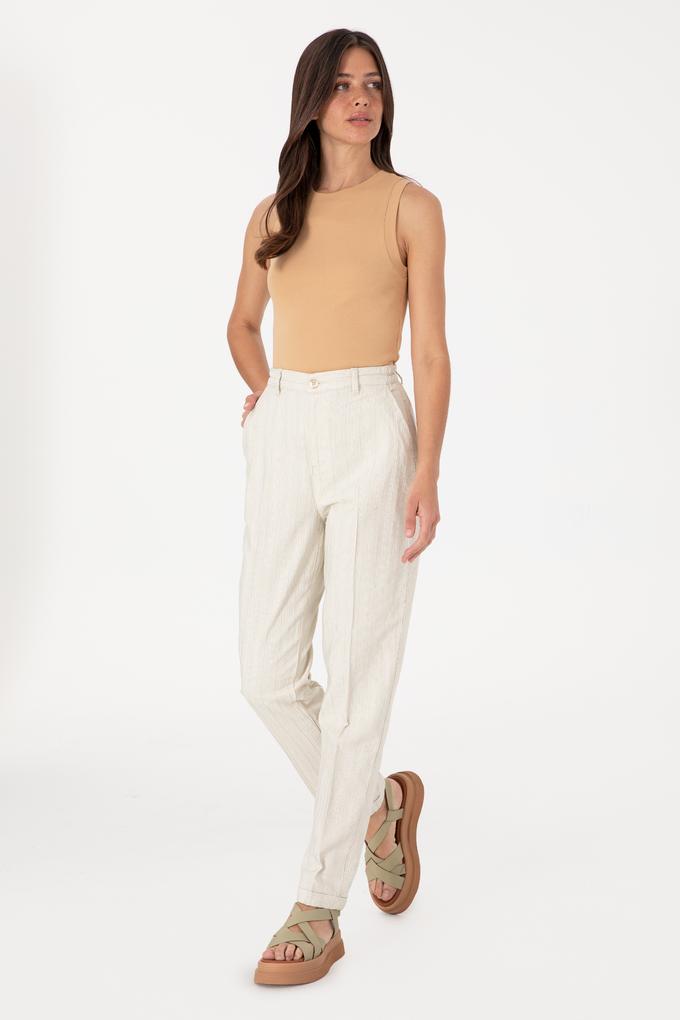 Kadın Su Yeşili Carrot High Waist Kanvas Pantolon