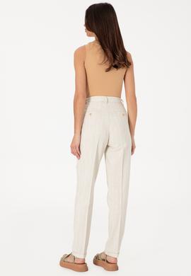 Kadın Su Yeşili Carrot High Waist Kanvas Pantolon - 50300358029