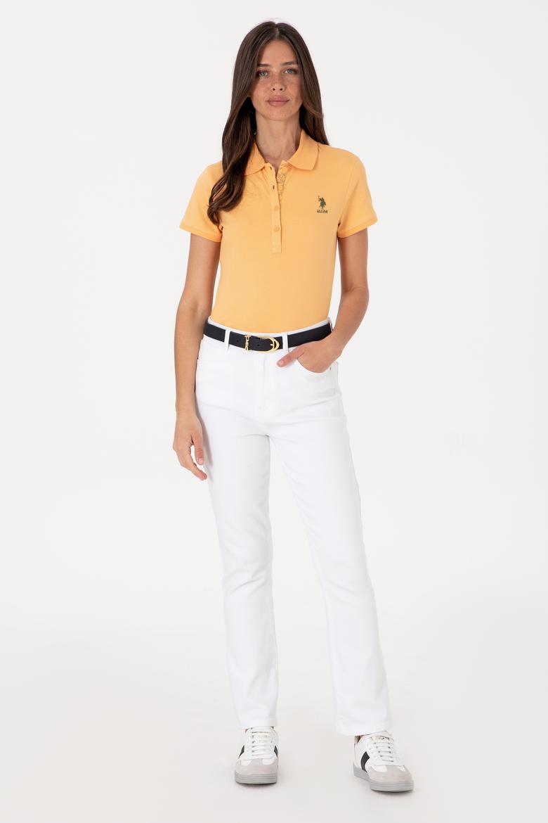 Kadın Turuncu Basic Polo Yaka Tişört - 50300896176