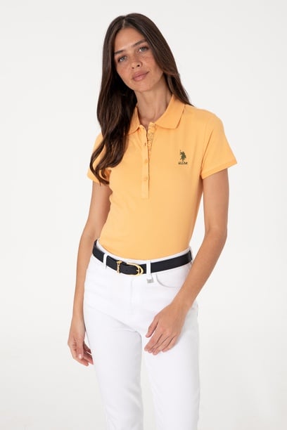 Kadın Turuncu Basic Polo Yaka Tişört