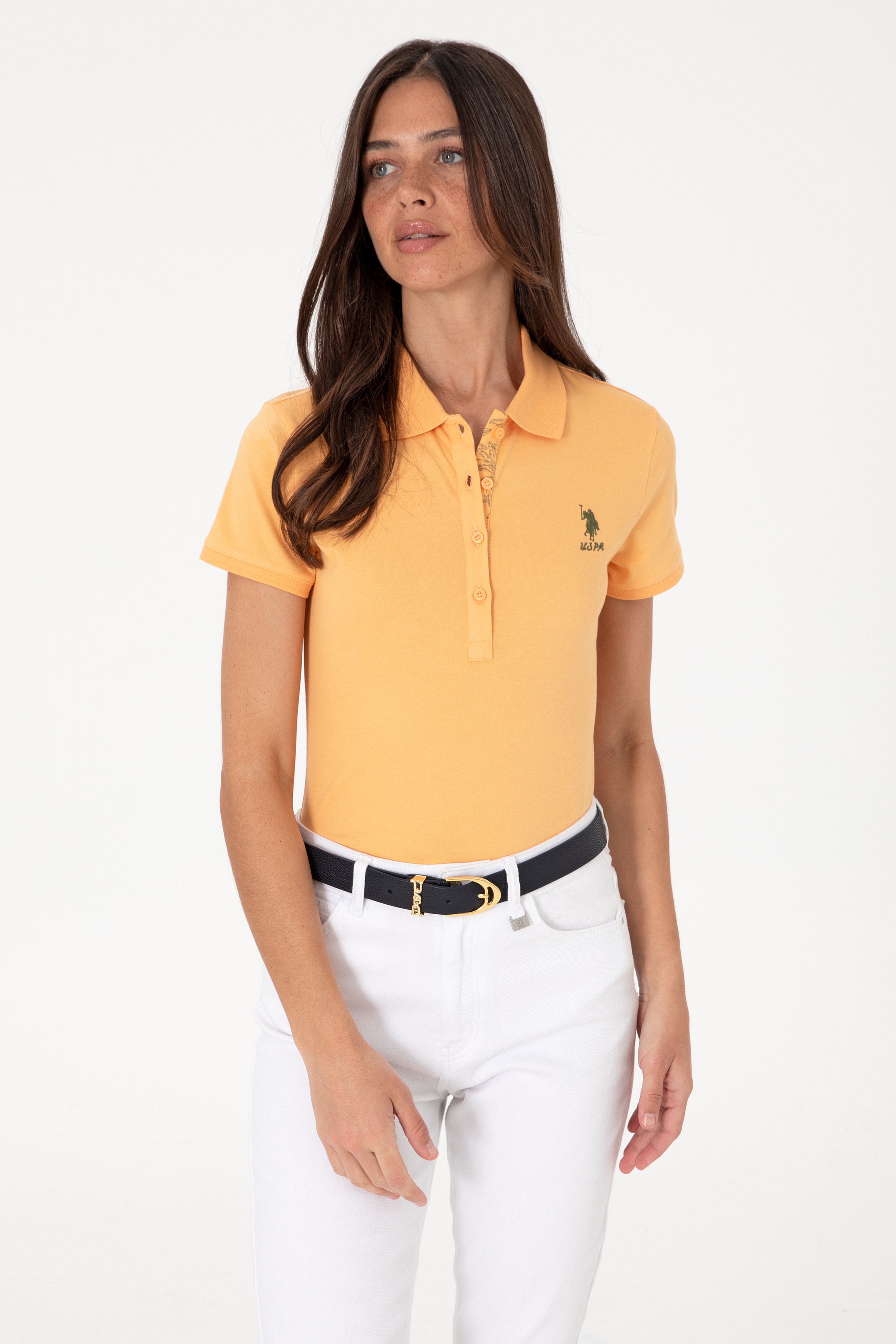 Kadın Turuncu Basic Polo Yaka Tişört