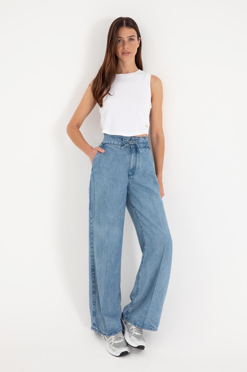 Kadın Açık Mavi Loose Fit Jean Pantolon