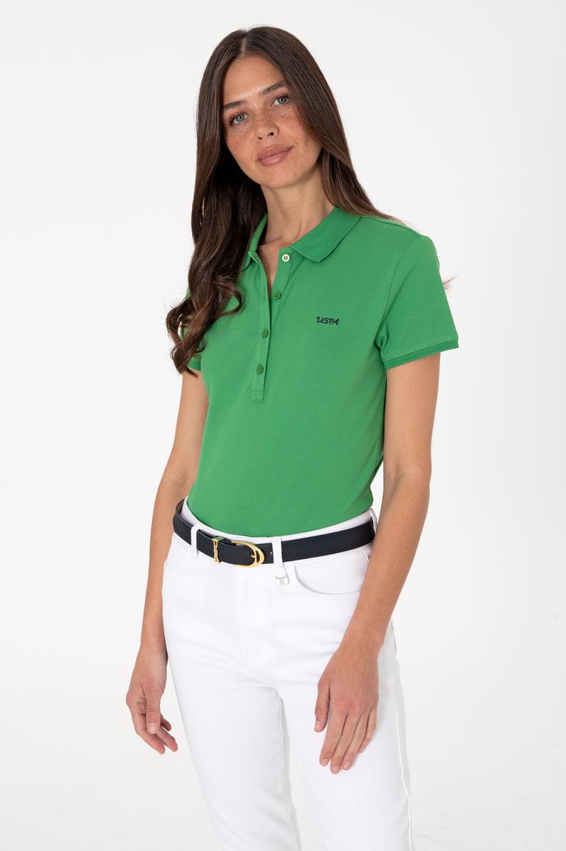 Kadın Açık Yeşil Basic Polo Yaka Tişört