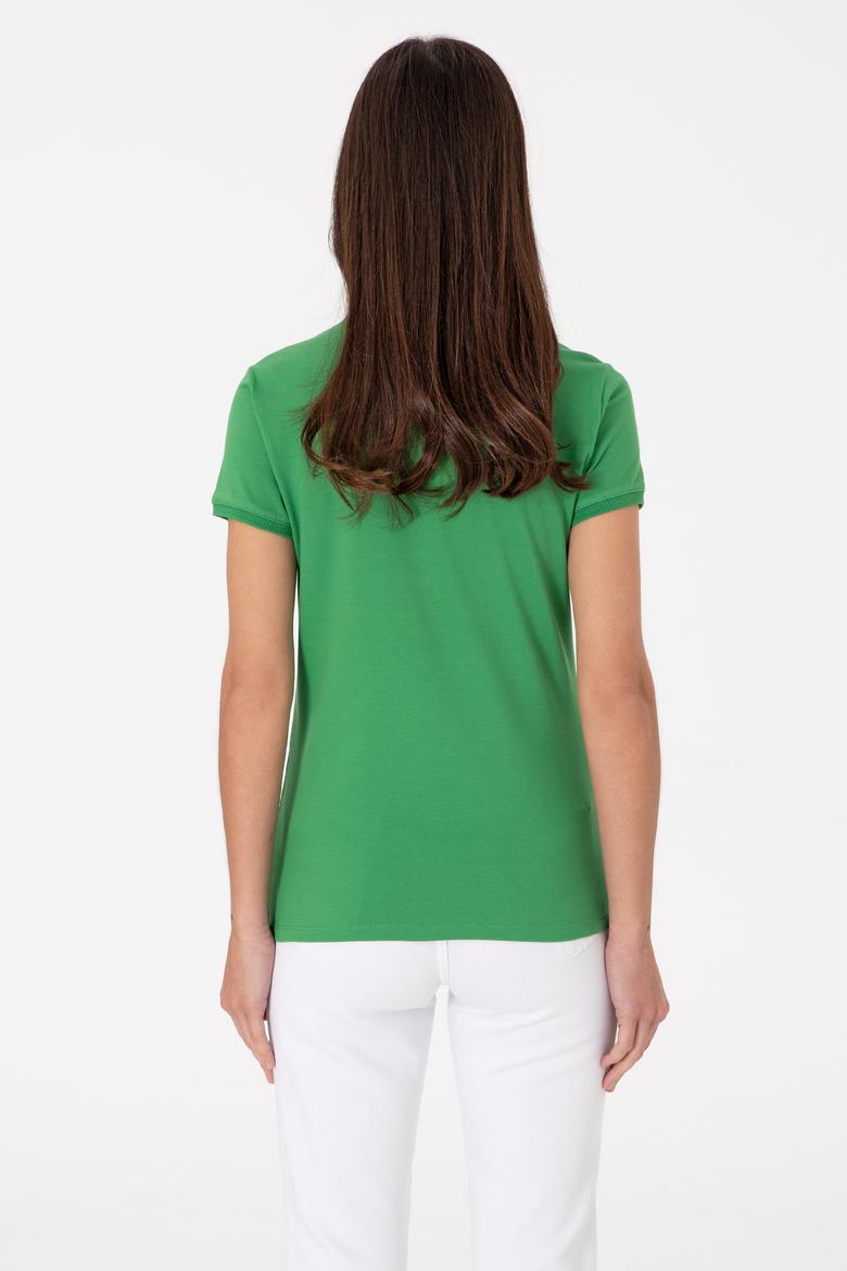 Kadın Açık Yeşil Basic Polo Yaka Tişört - 50305764232