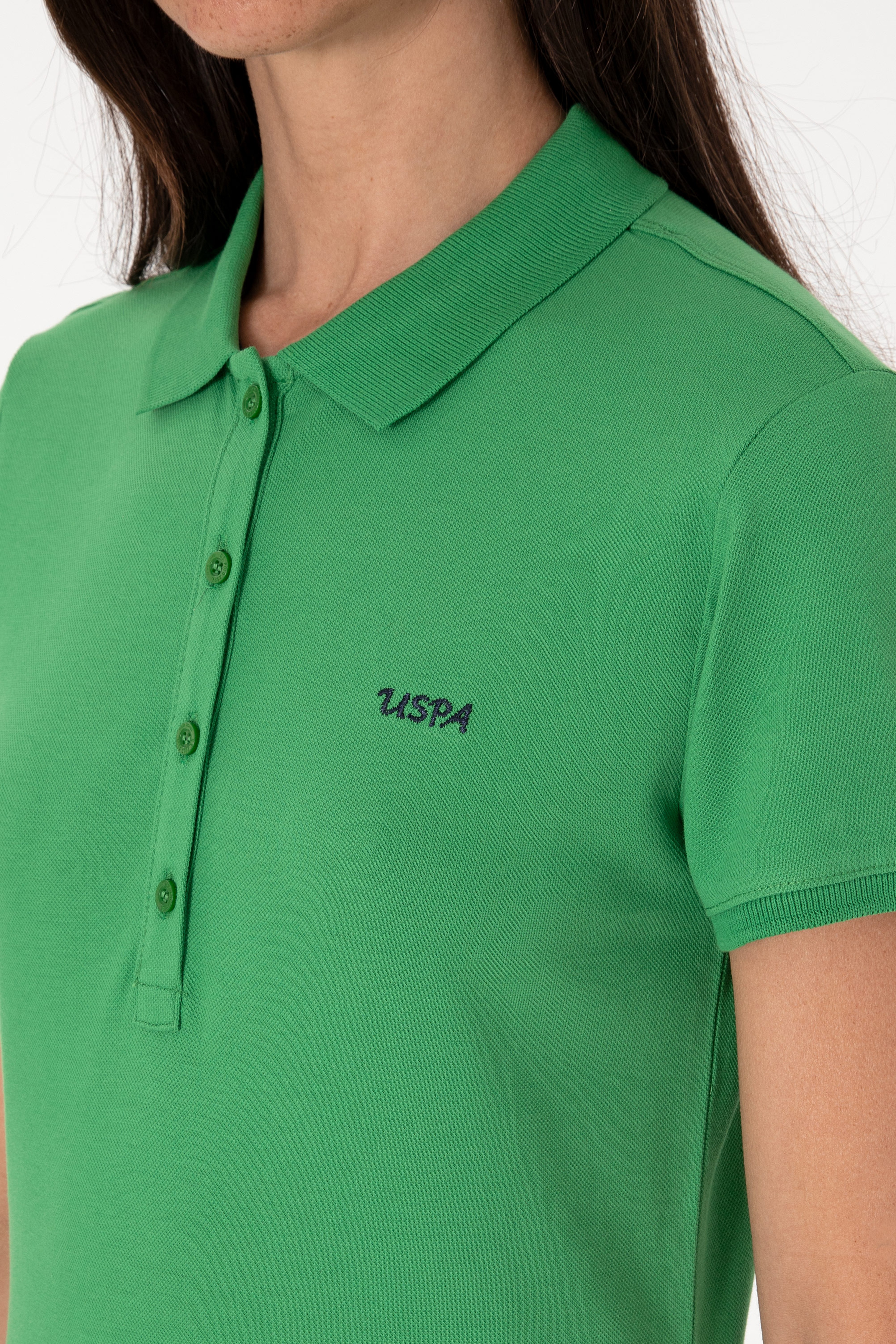 Kadın Açık Yeşil Basic Polo Yaka Tişört - Image 7