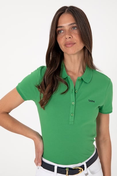 Kadın Açık Yeşil Basic Polo Yaka Tişört