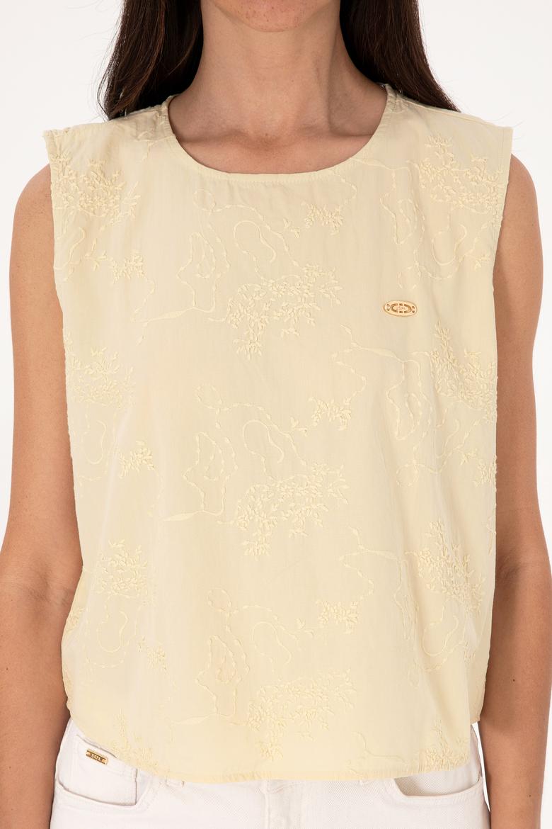 Kadın Açık Haki Kolsuz Bluz - 50299633021