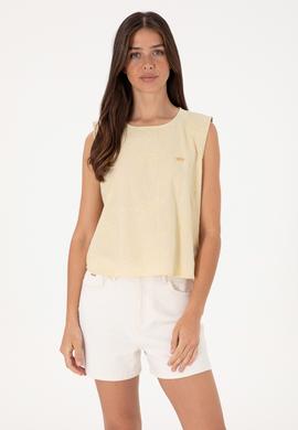 Kadın Açık Haki Kolsuz Bluz - 50299633021