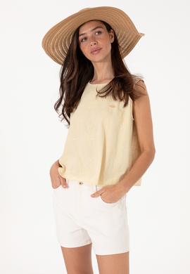 Kadın Açık Haki Kolsuz Bluz - 50299633021