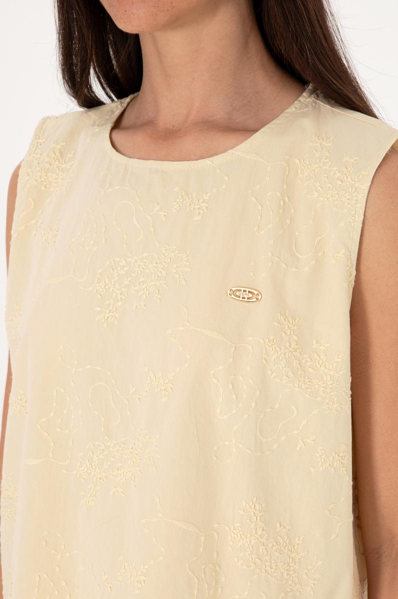 Kadın Açık Haki Kolsuz Bluz