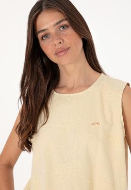 Kadın Açık Haki Kolsuz Bluz - 50299633021