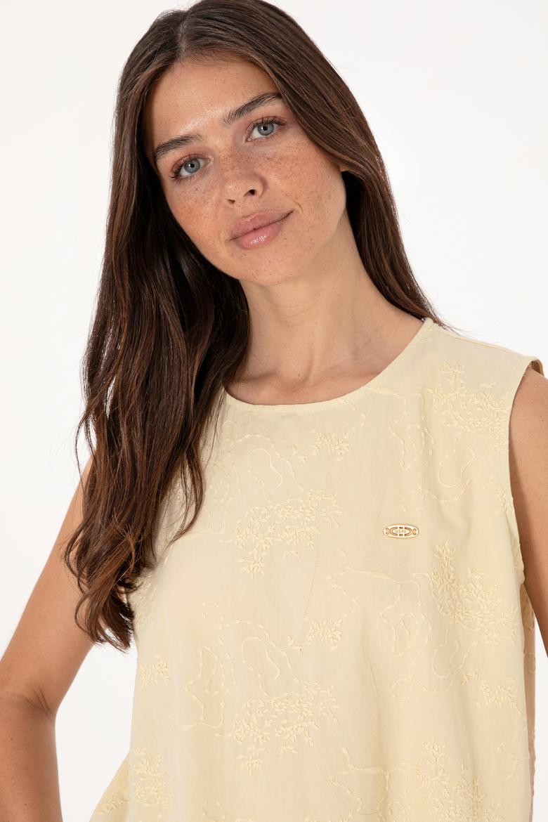 Kadın Açık Haki Kolsuz Bluz - 50299633021