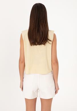 Kadın Açık Haki Kolsuz Bluz - 50299633021