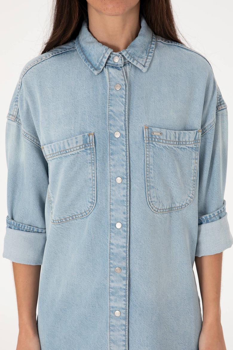 Kadın Açık Mavi Jean Gömlek - 50304324006
