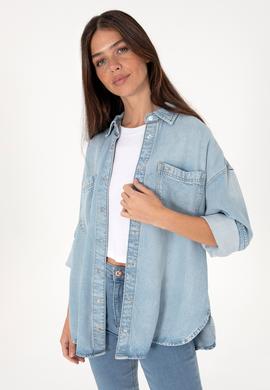 Kadın Açık Mavi Jean Gömlek - 50304324006