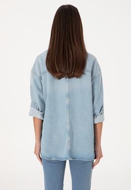 Kadın Açık Mavi Jean Gömlek - 50304324006