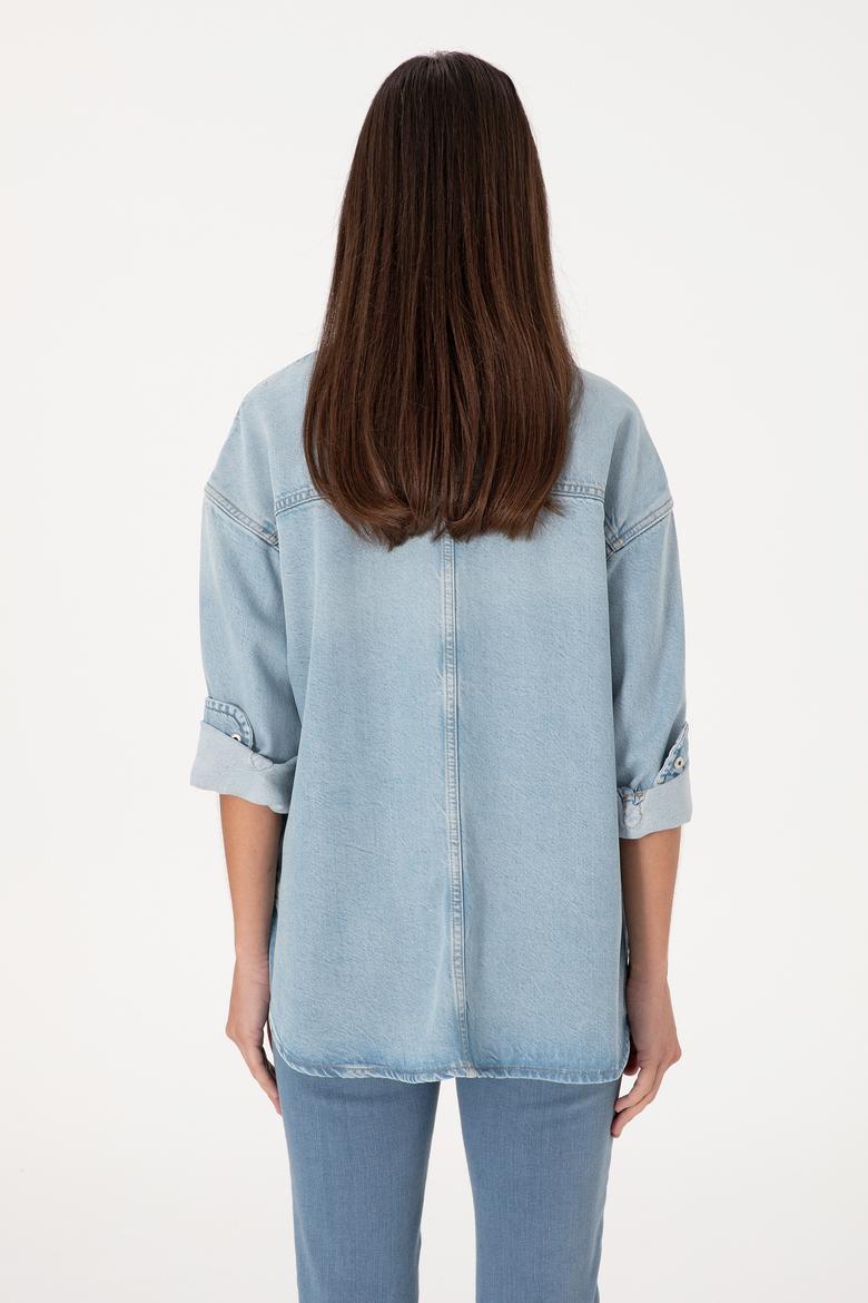 Kadın Açık Mavi Jean Gömlek - 50304324006
