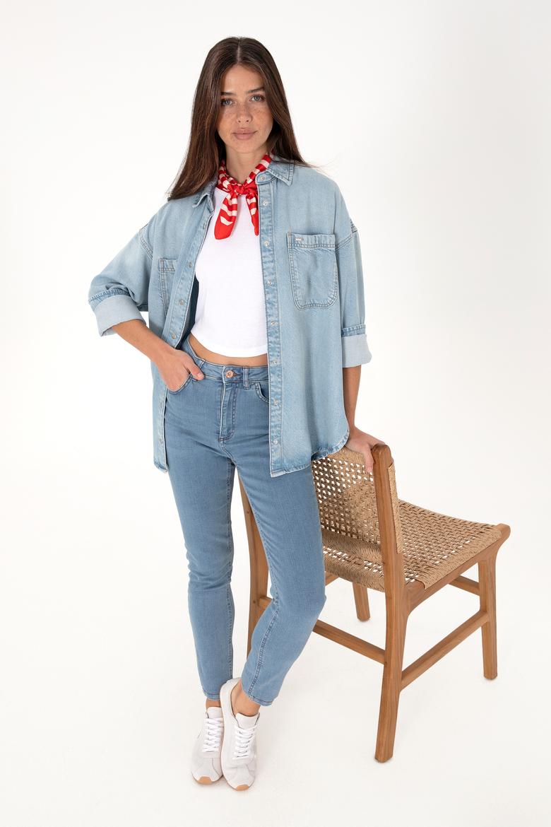 Kadın Açık Mavi Skinny High Waist Fit Jean Pantolon - 50297532014