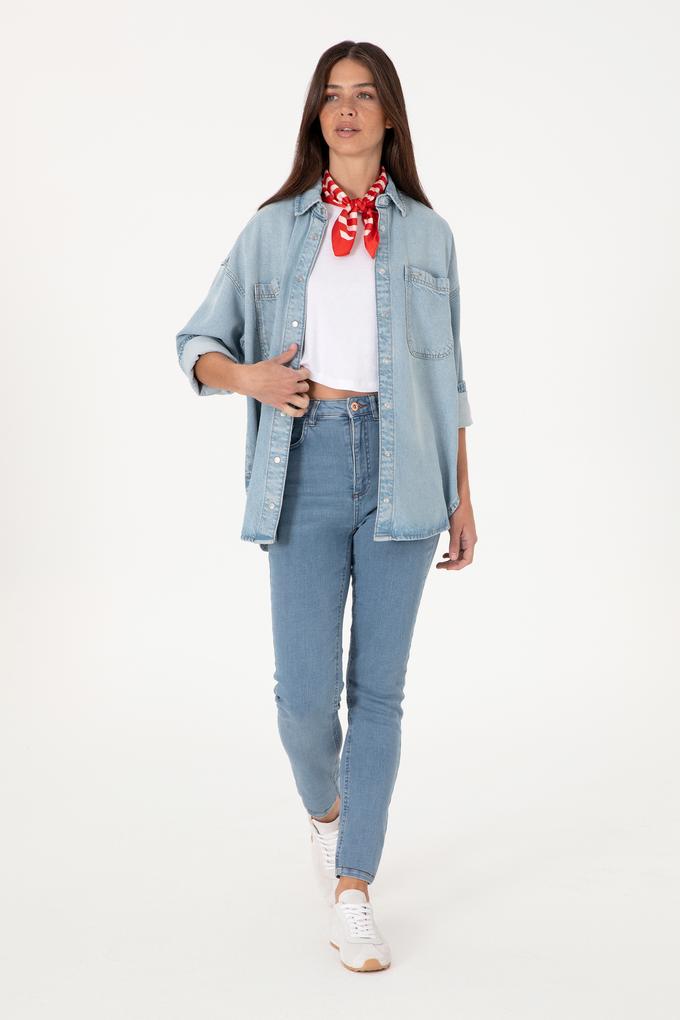 Kadın Açık Mavi Skinny High Waist Fit Jean Pantolon