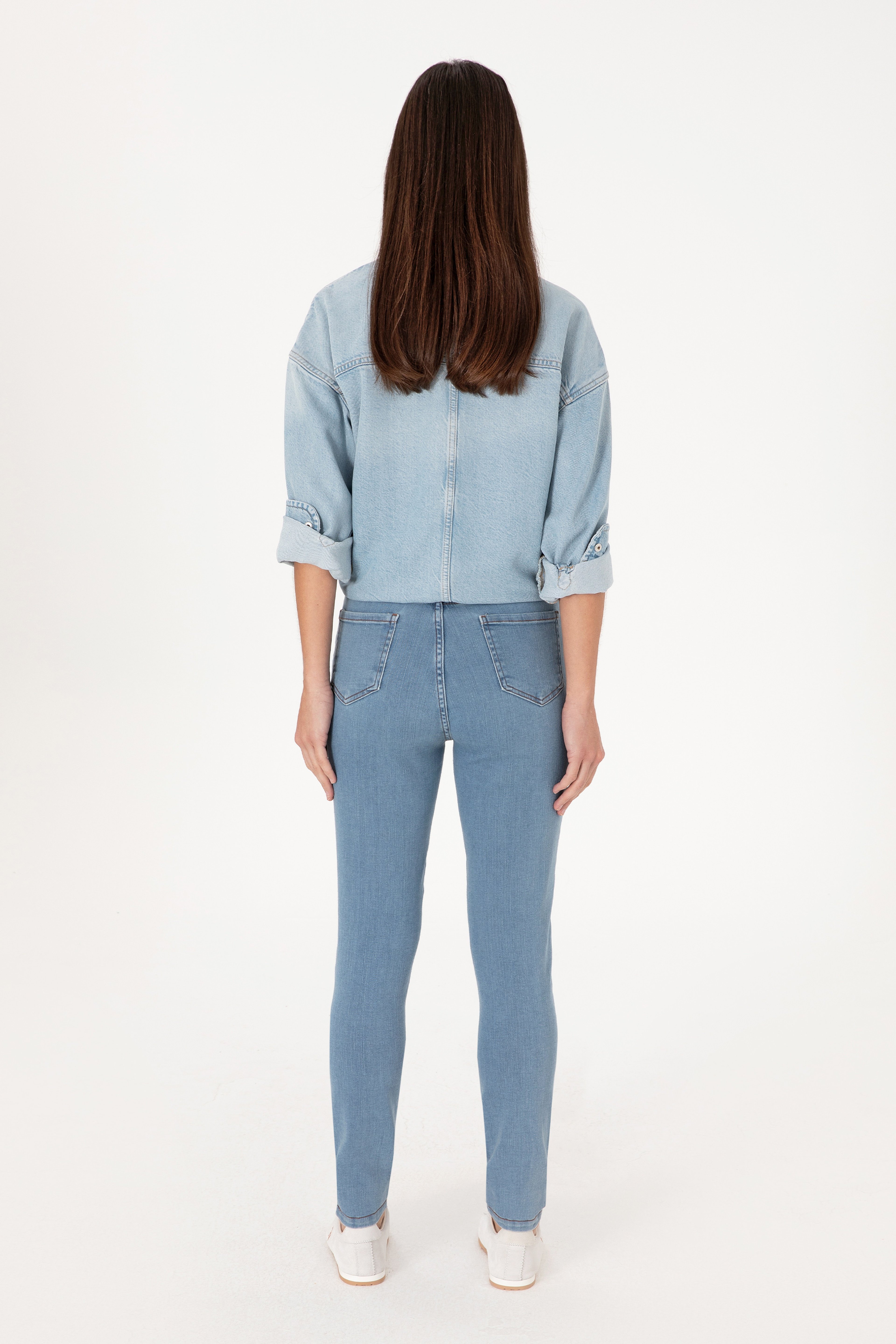 Kadın Açık Mavi Skinny High Waist Fit Jean Pantolon - Image 4