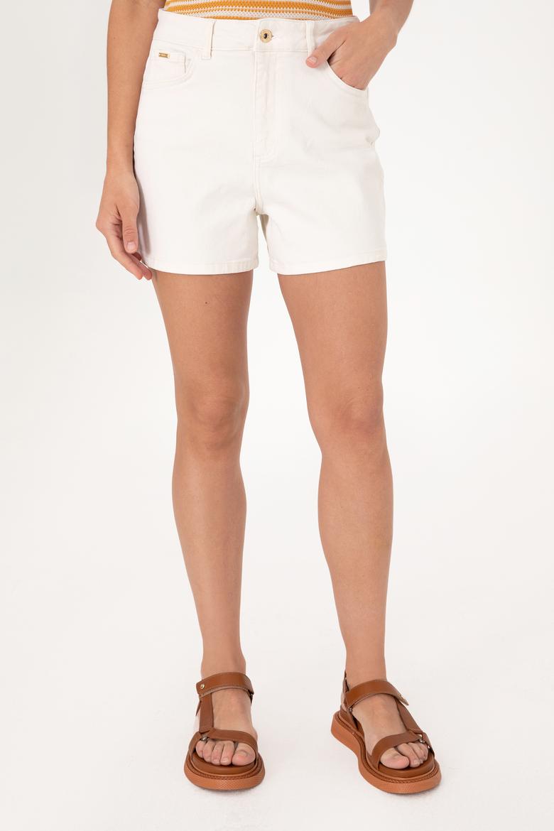 Kadın Beyaz Jean Şort - 50300132006