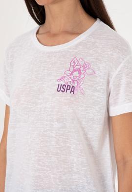 Kadın Beyaz Bisiklet Yaka Tişört - 50299755028