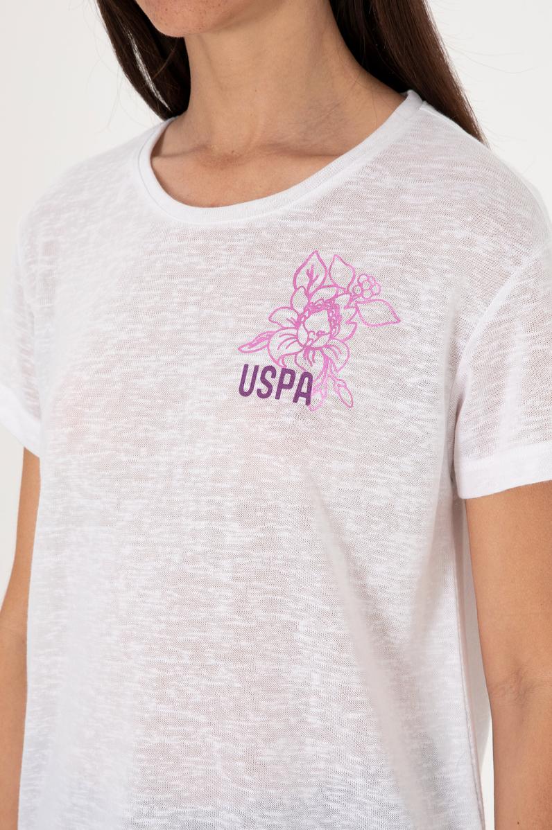 Kadın Beyaz Bisiklet Yaka Tişört