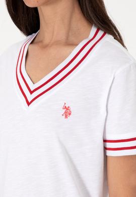 Kadın Beyaz V Yaka Tişört - 50305770021