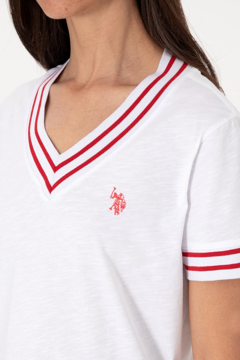 Kadın Beyaz V Yaka Tişört - 50305770021