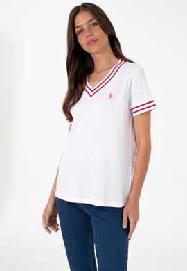Kadın Beyaz V Yaka Tişört - 50305770021