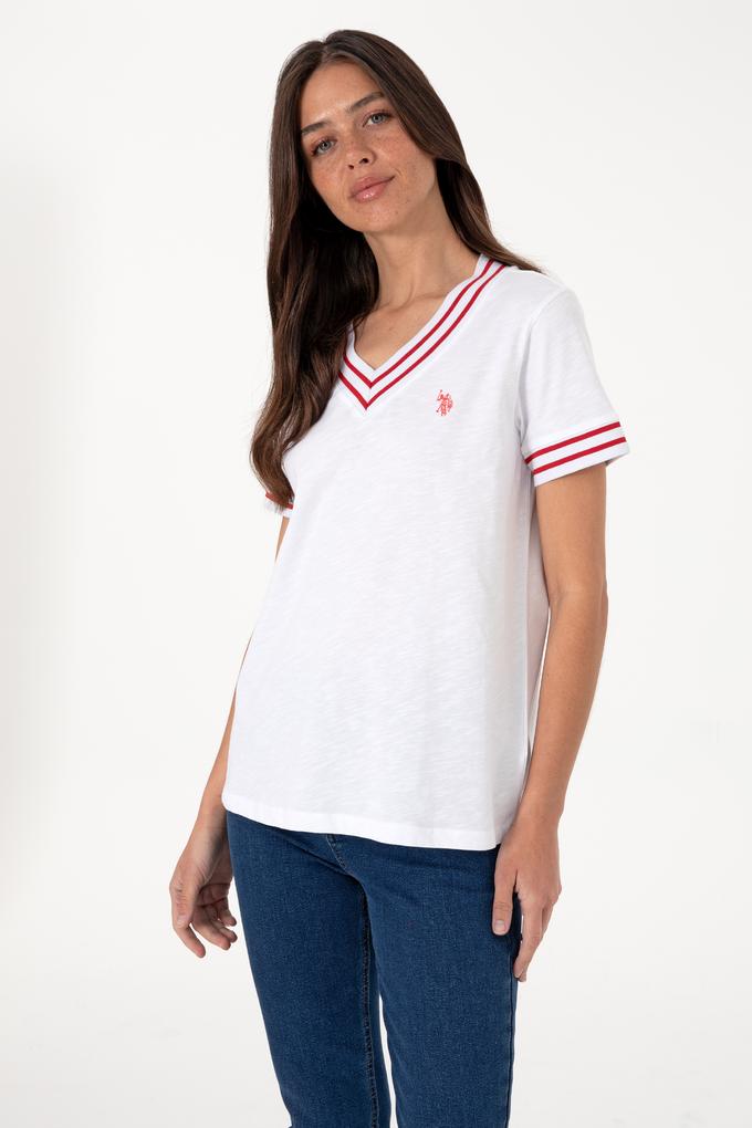 Kadın Beyaz V Yaka Tişört