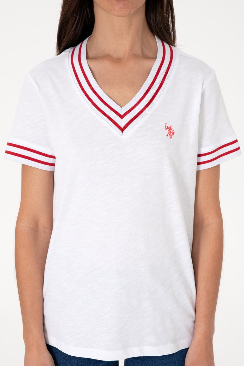 Kadın Beyaz V Yaka Tişört - 50305770021