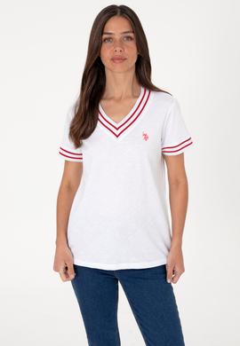 Kadın Beyaz V Yaka Tişört - 50305770021