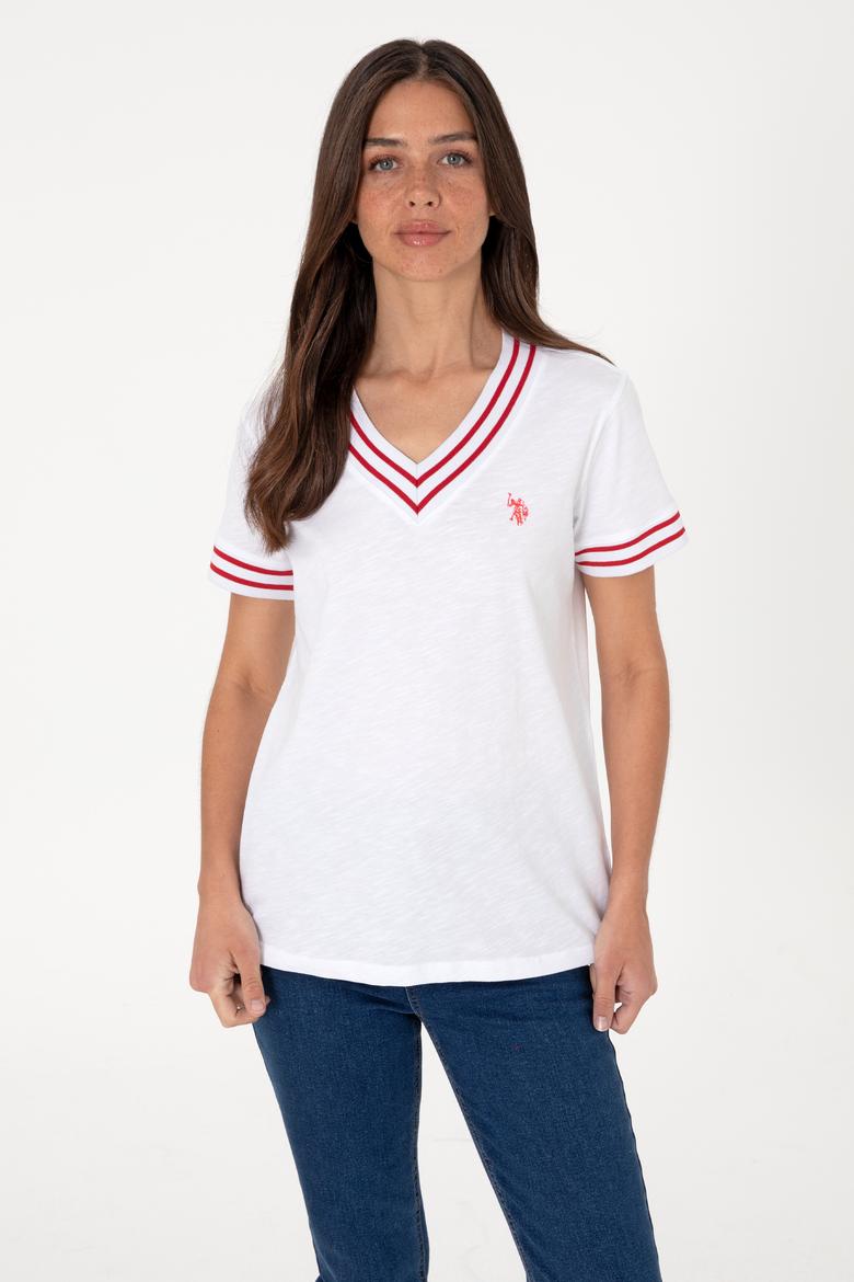 Kadın Beyaz V Yaka Tişört - 50305770021