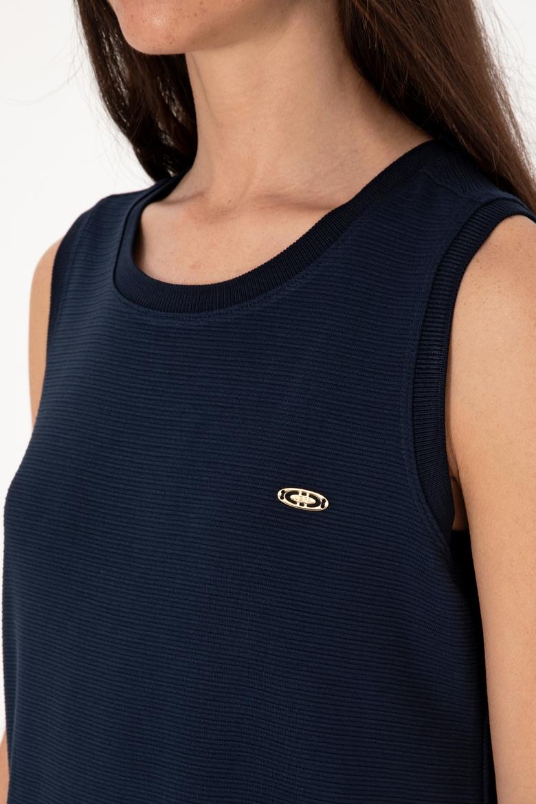 Kadın Lacivert Kolsuz Mini Boy Örme Elbise - 50297895005