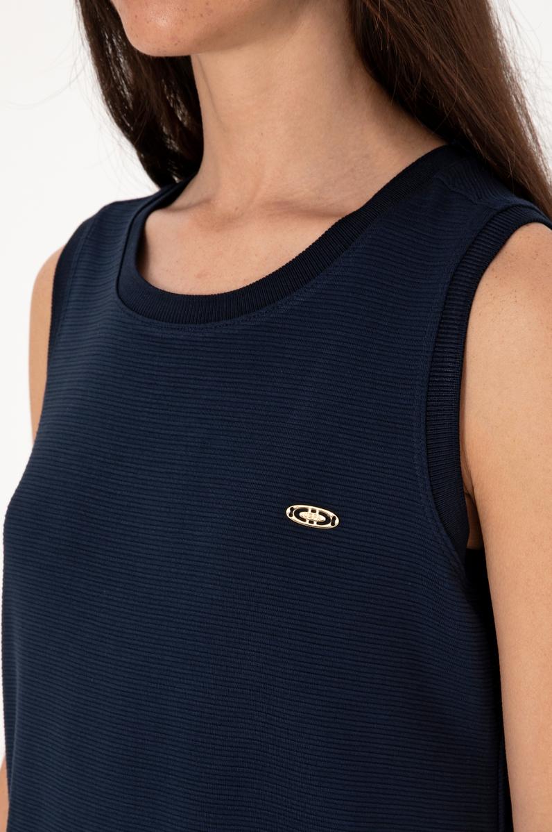 Kadın Lacivert Kolsuz Mini Boy Örme Elbise