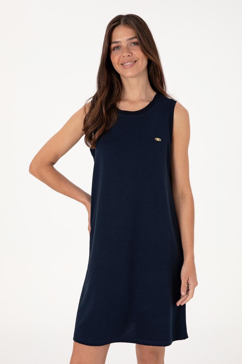 Kadın Lacivert Kolsuz Mini Boy Örme Elbise - 50297895005