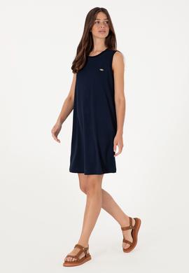 Kadın Lacivert Kolsuz Mini Boy Örme Elbise - 50297895005