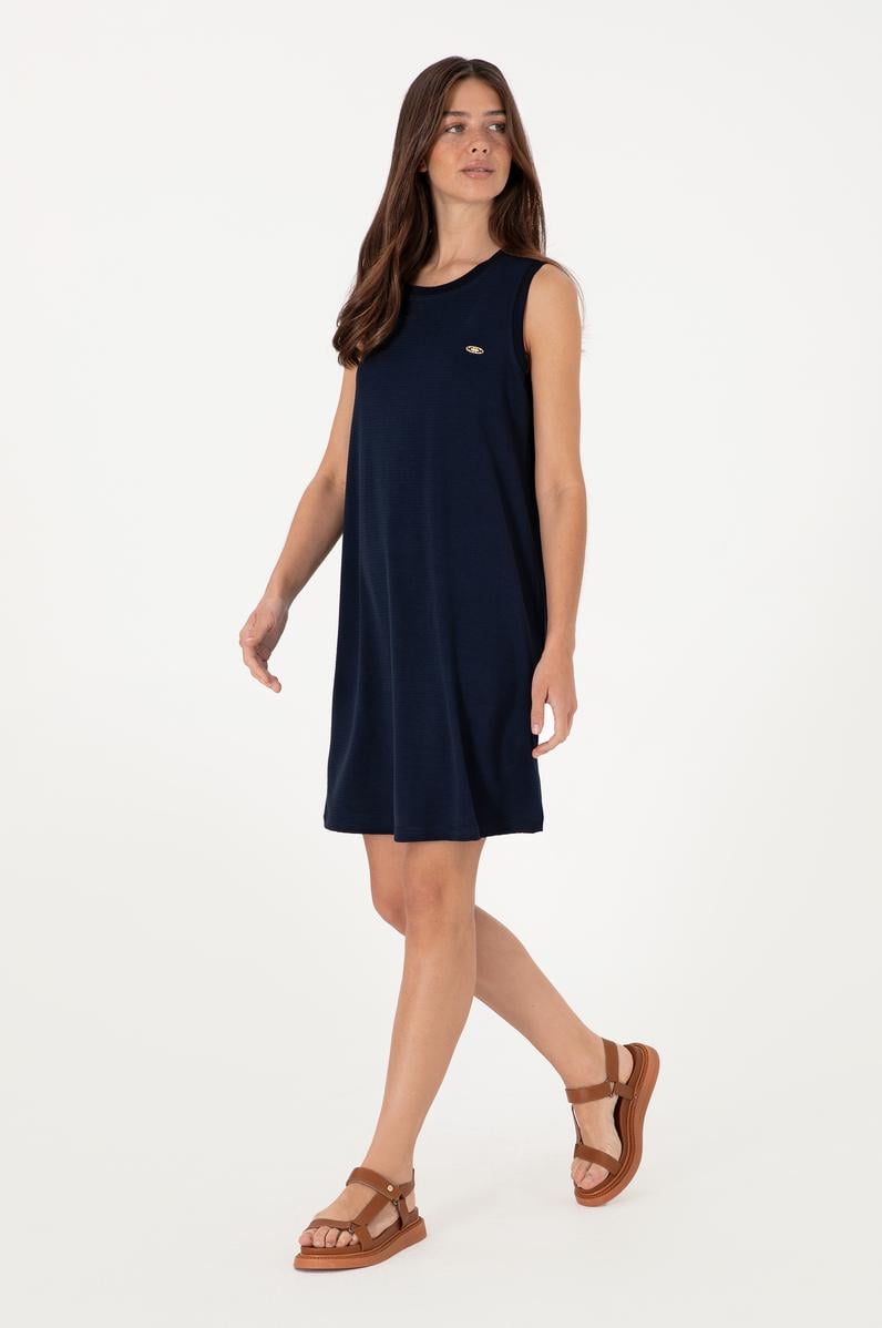 Kadın Lacivert Kolsuz Mini Boy Örme Elbise