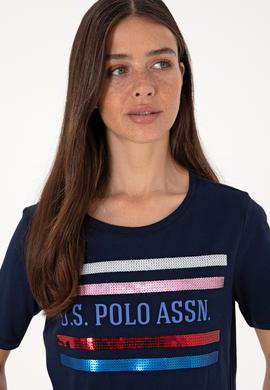 Kadın Lacivert Bisiklet Yaka Tişört - 50299762014