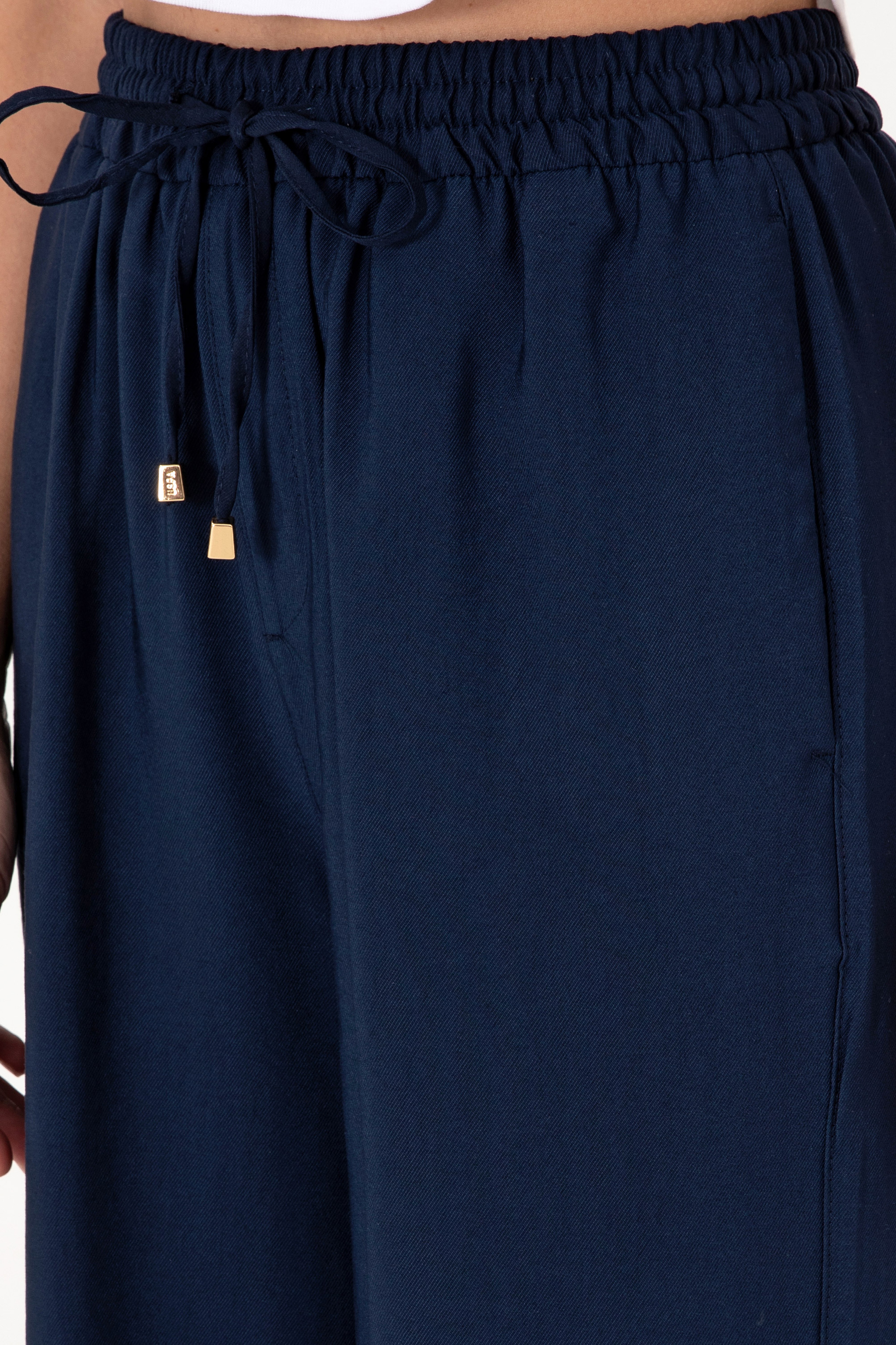 Kadın Lacivert Loose Relax Fit Kanvas Pantolon