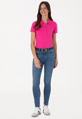 Kadın Pembe Basic Polo Yaka Tişört - 50300896256