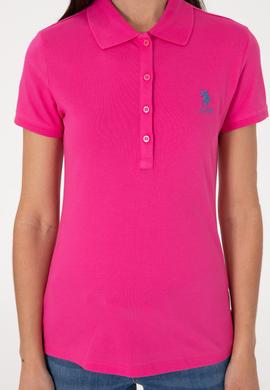 Kadın Pembe Basic Polo Yaka Tişört - 50300896256